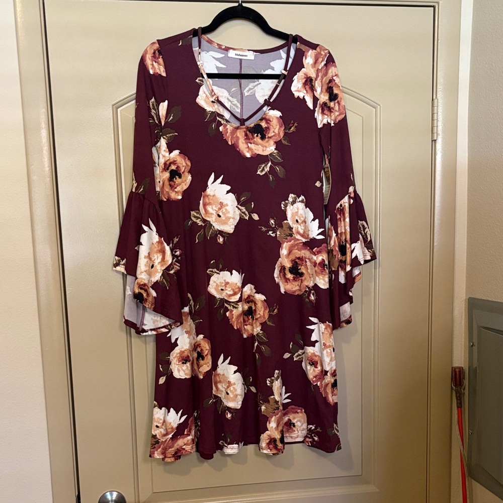 Floral Bell Sleeve Dress by Bluheaven